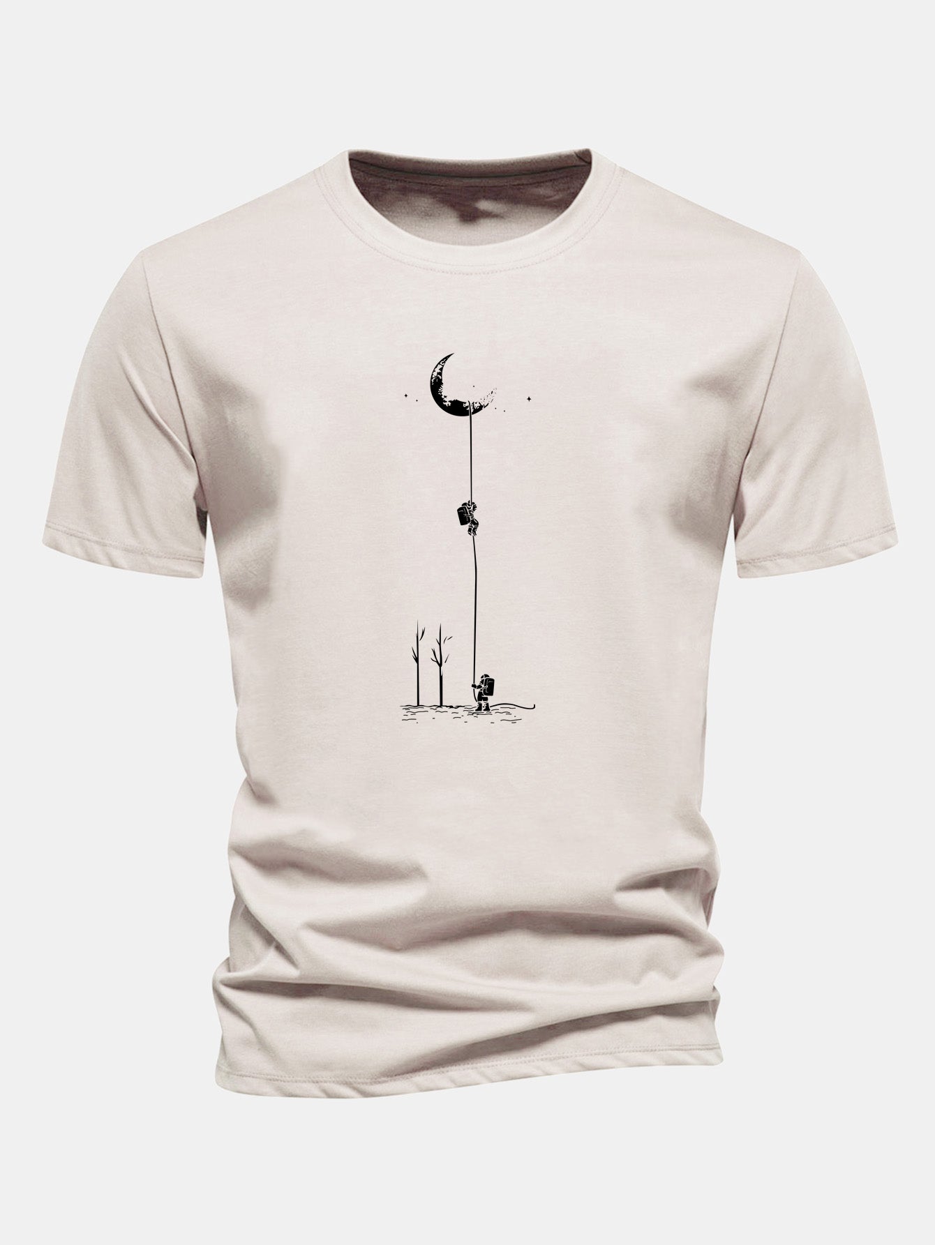 Classic Fit Cotton T-Shirt with Lunar Astronaut Design