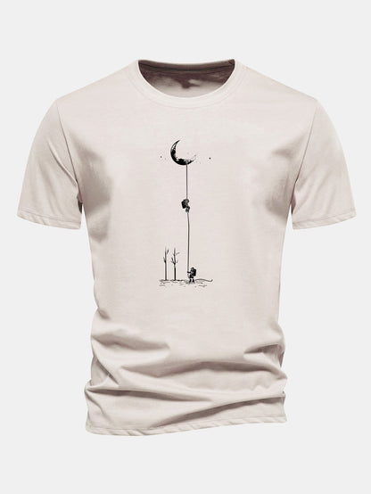 Classic Fit Cotton T-Shirt with Lunar Astronaut Design