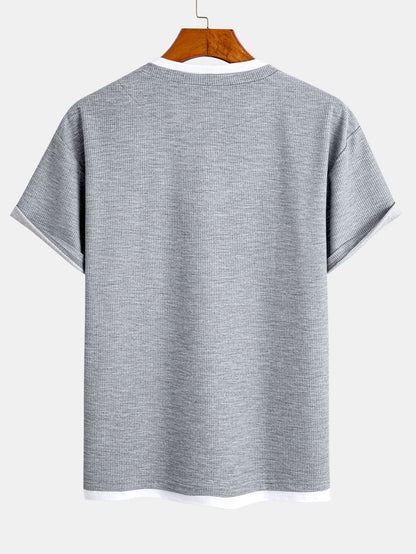 Comfortable 2-in-1 Waffle T-Shirt with Notched Collar