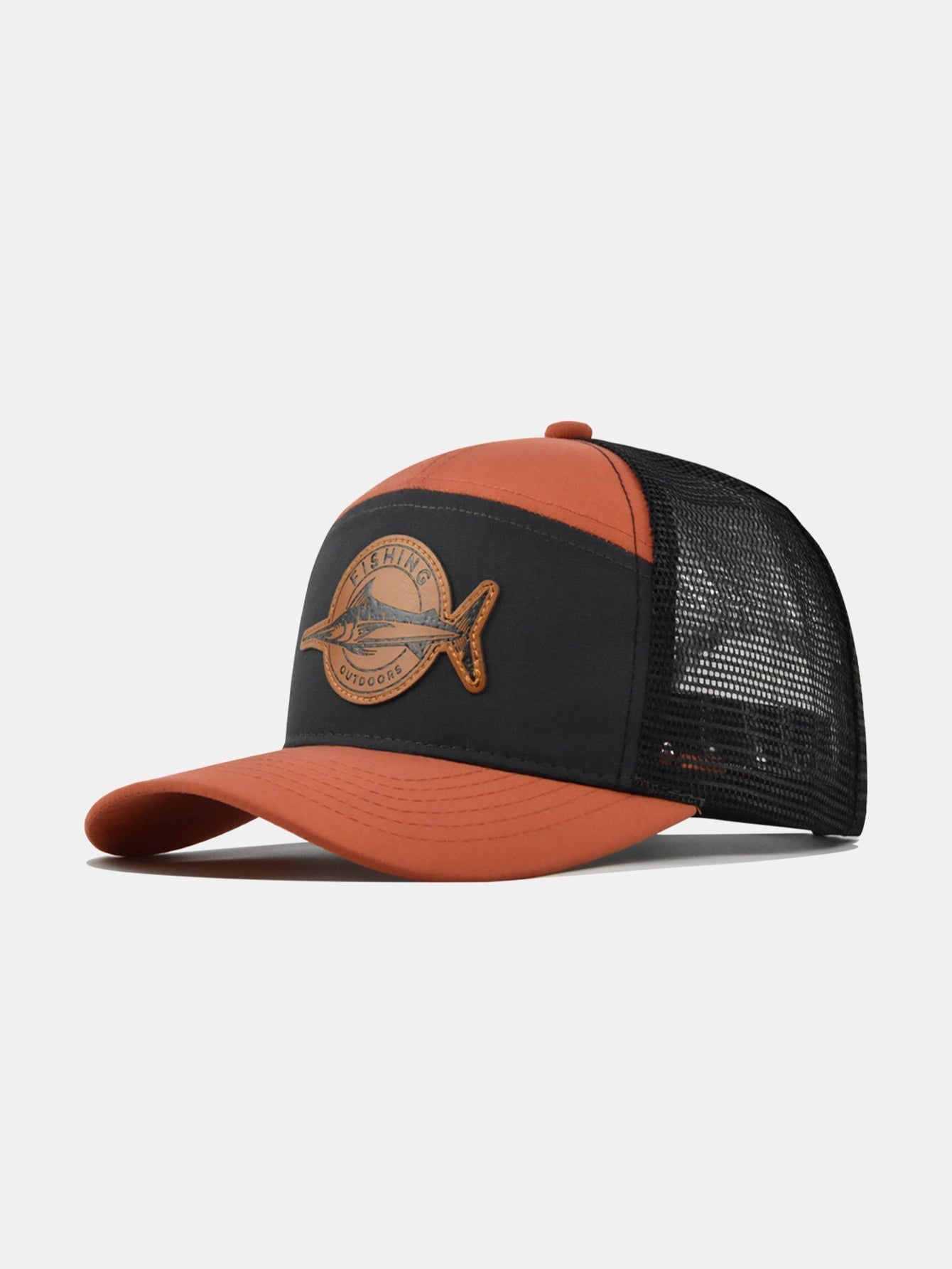 Fish-Inspired Logo Truck Hat with Breathable Mesh Back