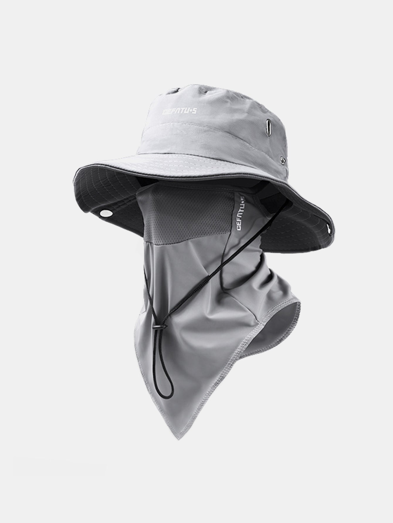 Foldable Wide-Brim Sun Hat with Breathable Mesh Face Mask for Outdoor Use