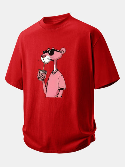 Comfortable Pink Panther Graphic Cotton Tee
