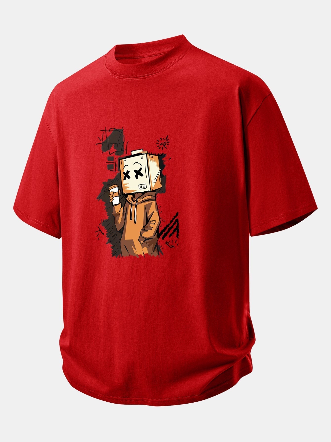 Comfortable Cartoon Box Head Graphic Cotton T-Shirt