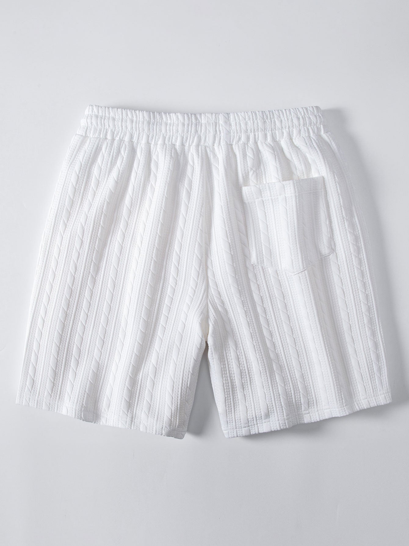 Comfortable Twisted Jacquard T-Shirt and Drawstring Shorts Set