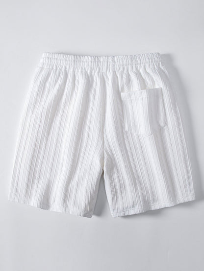 Comfortable Twisted Jacquard T-Shirt and Drawstring Shorts Set
