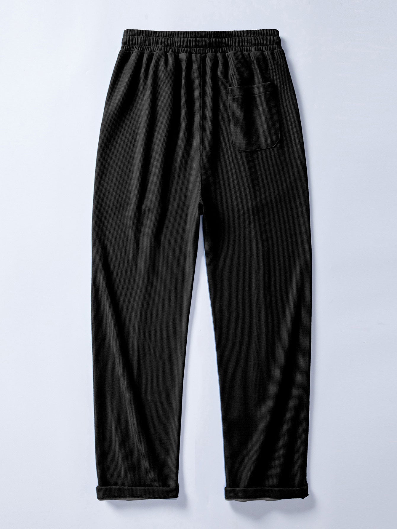 Comfortable 2-in-1 Notched Collar Waffle T-Shirt & Pleated Waffle Straight Leg Pants