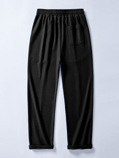 Comfortable 2-in-1 Notched Collar Waffle T-Shirt & Pleated Waffle Straight Leg Pants