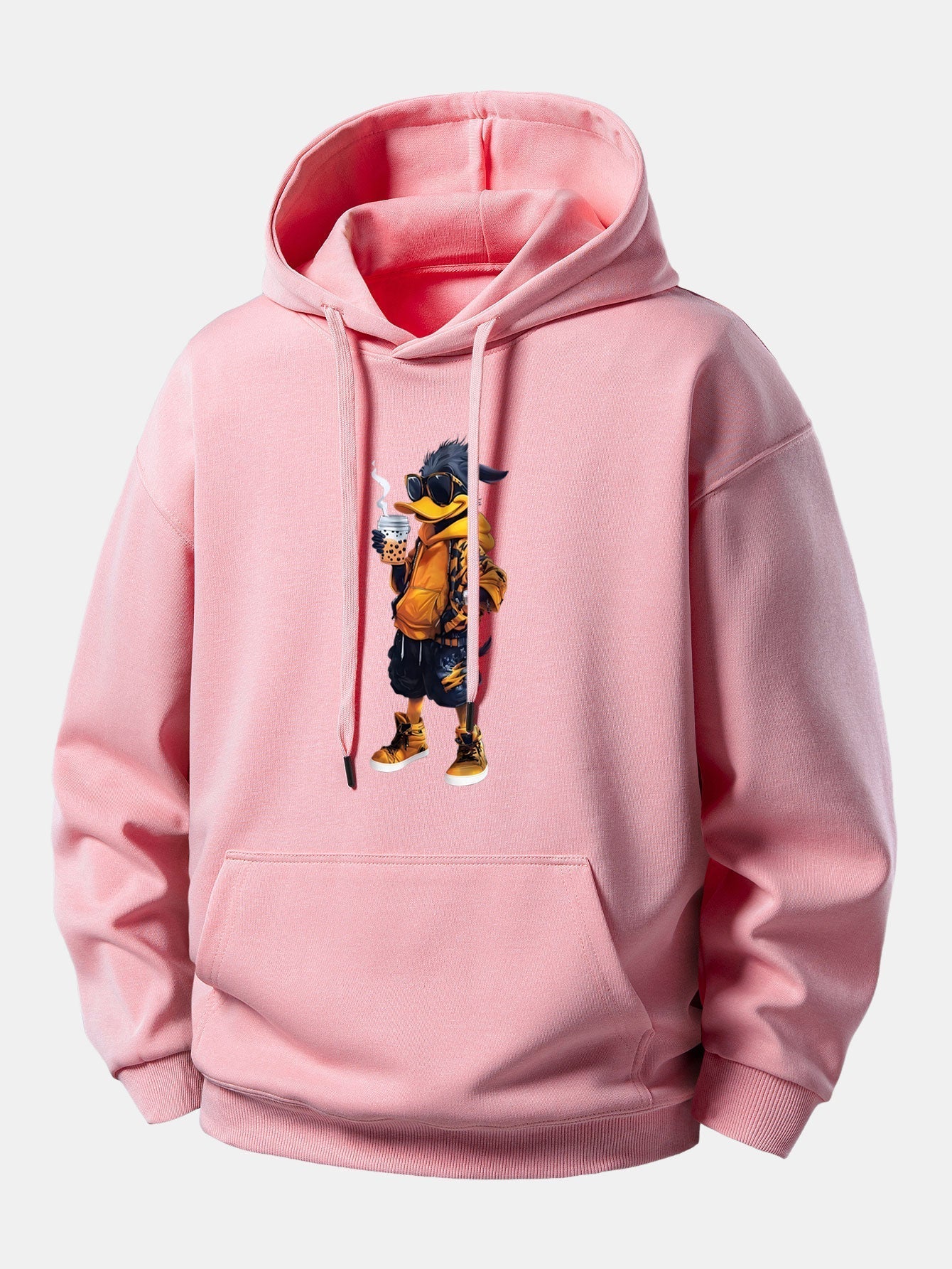 Relaxed Fit Hoodie with Cartoon Duck Design