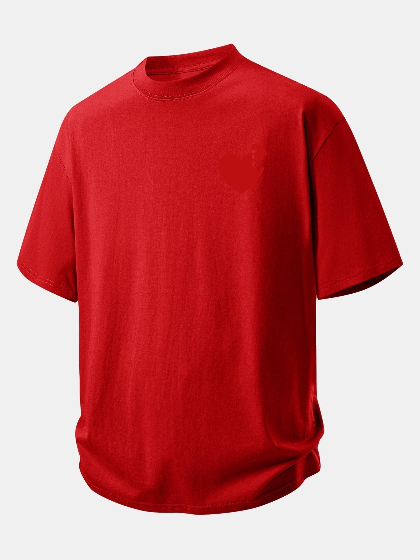 Comfortable Heart Puzzle Print Cotton Tee