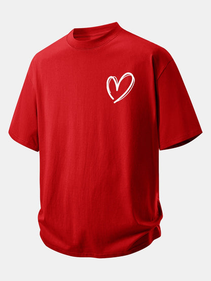 Comfortable Heart Print Cotton Tee