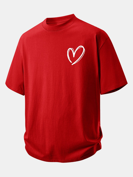 Comfortable Heart Print Cotton Tee
