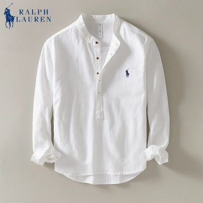 Mandarin Collar Linen Shirt