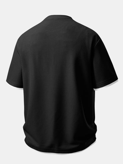 Comfortable 2-in-1 Waffle Knit Crew Neck T-Shirt