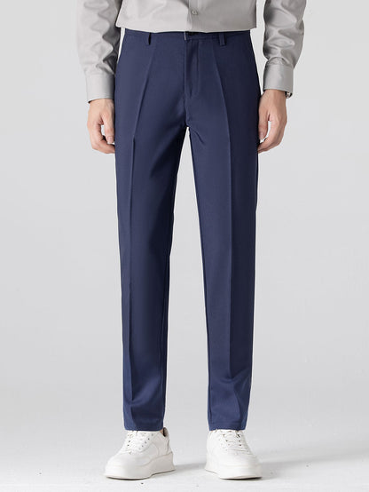 Ribbed Johnny Collar Knit Polo with Contrast Trim & Slim Fit Tapered Trousers
