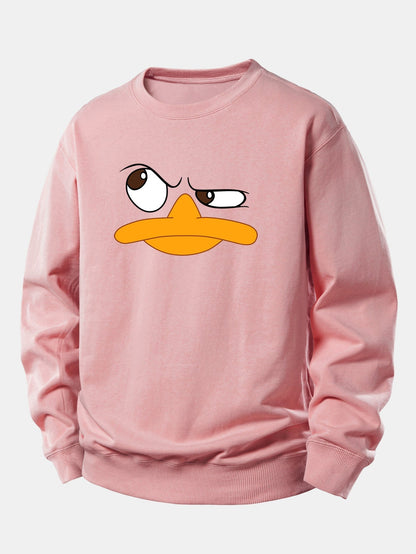 Relaxed Fit Sweatshirt with Emoji Duck Print