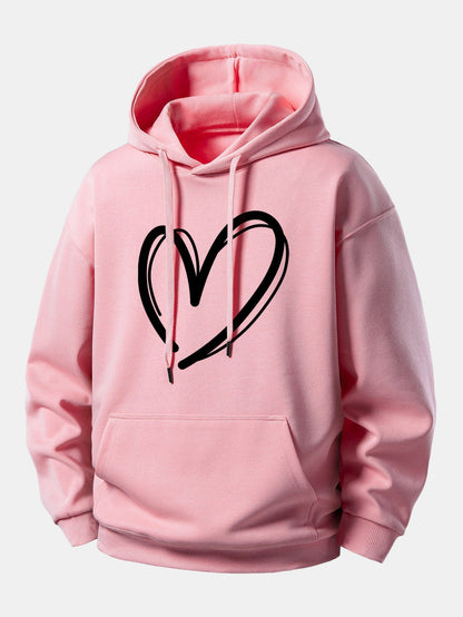 Relaxed Fit Hoodie with Heart Print