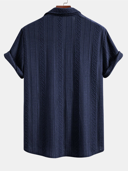 Geometric Patterned Jacquard Button-Up Shirt