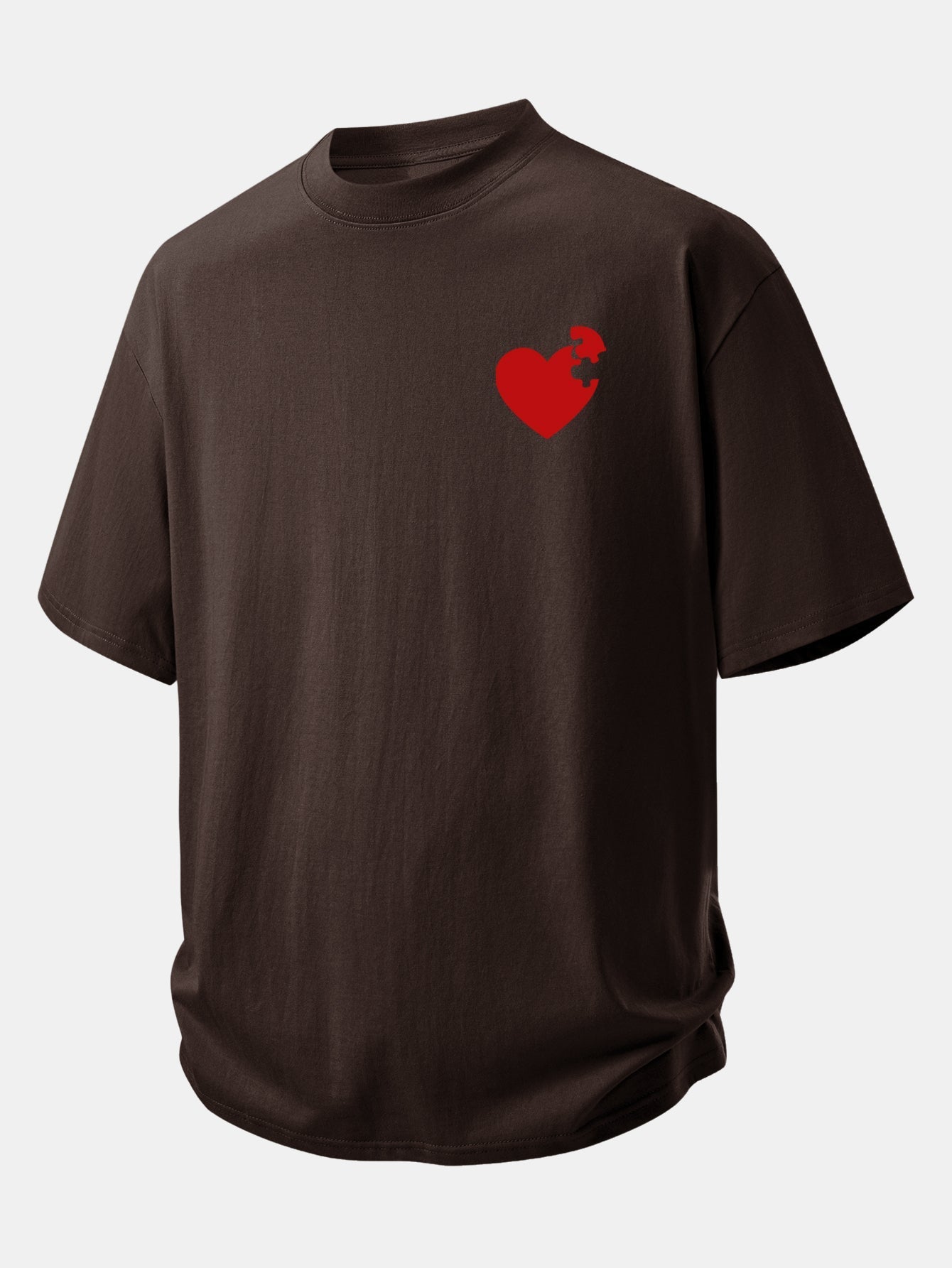 Comfortable Heart Puzzle Print Cotton Tee