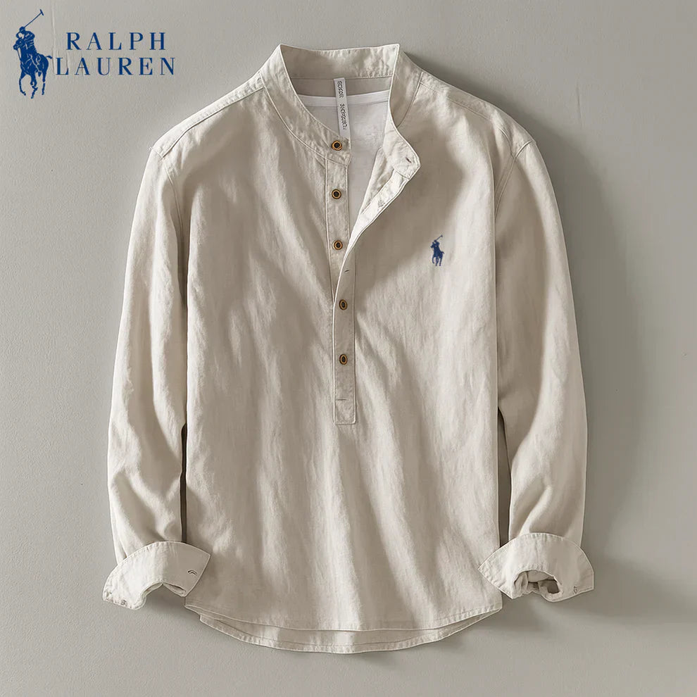 Mandarin Collar Linen Shirt