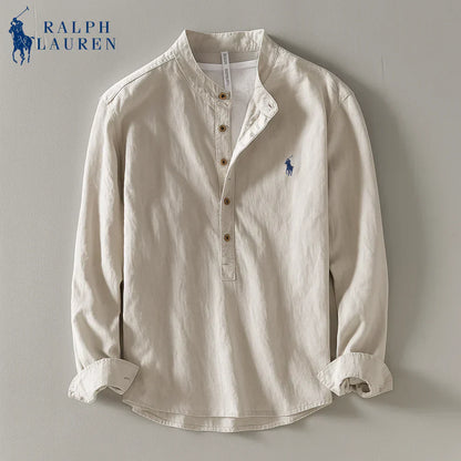 Mandarin Collar Linen Shirt