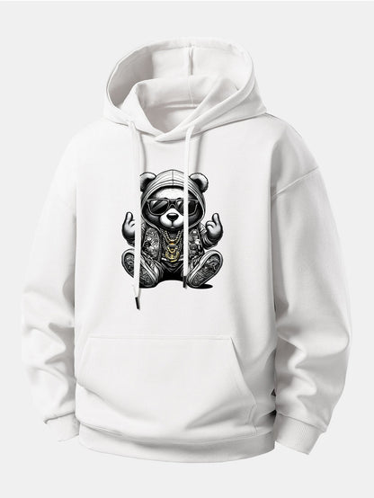 Relaxed Fit Hoodie with Hip Hop Bear Graphic