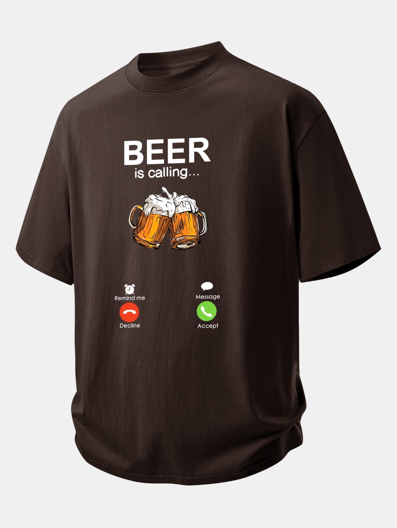 Comfortable Cotton T-Shirt with 'Beer Is Calling' Print