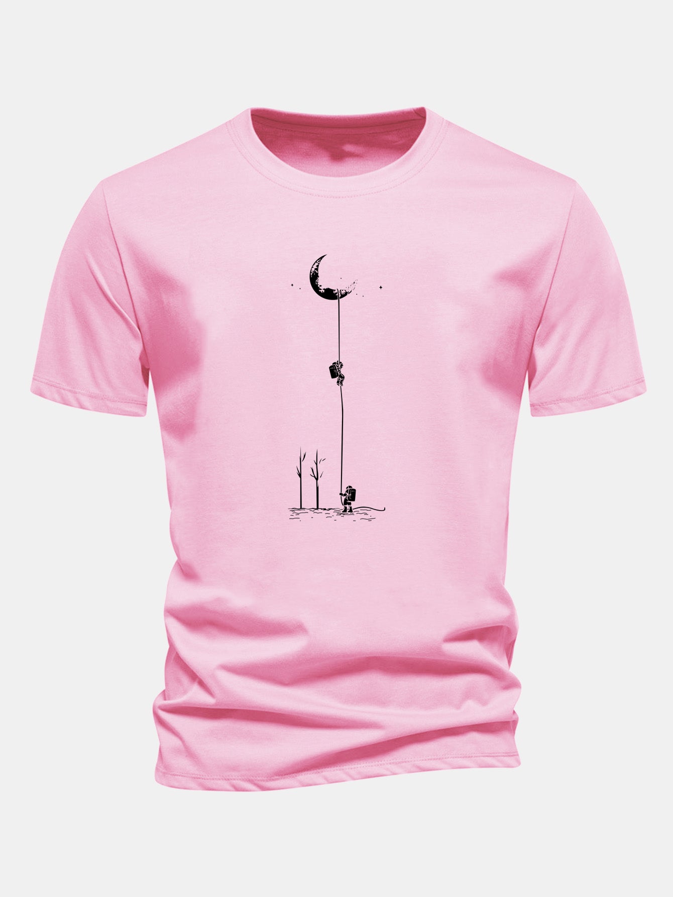 Classic Fit Cotton T-Shirt with Lunar Astronaut Design