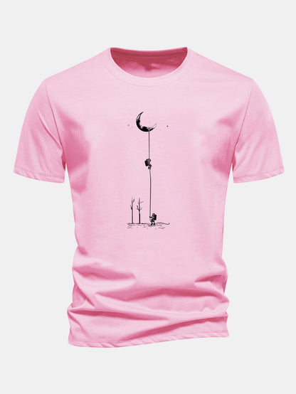 Classic Fit Cotton T-Shirt with Lunar Astronaut Design
