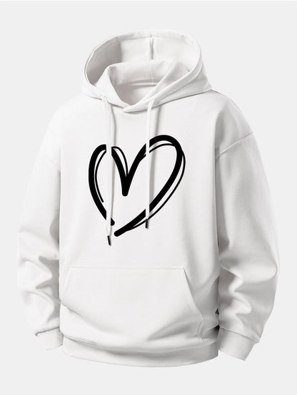 Relaxed Fit Hoodie with Heart Print