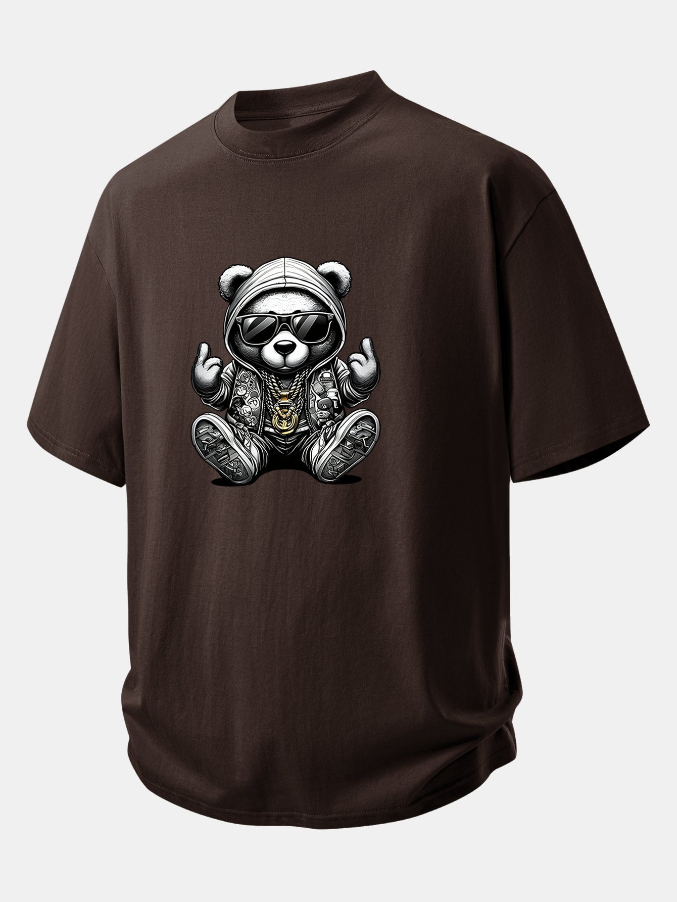 Comfortable Hip Hop Bear Graphic Cotton Tee
