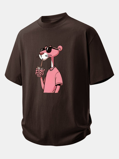 Comfortable Pink Panther Graphic Cotton Tee