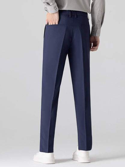 Ribbed Johnny Collar Knit Polo with Contrast Trim & Slim Fit Tapered Trousers