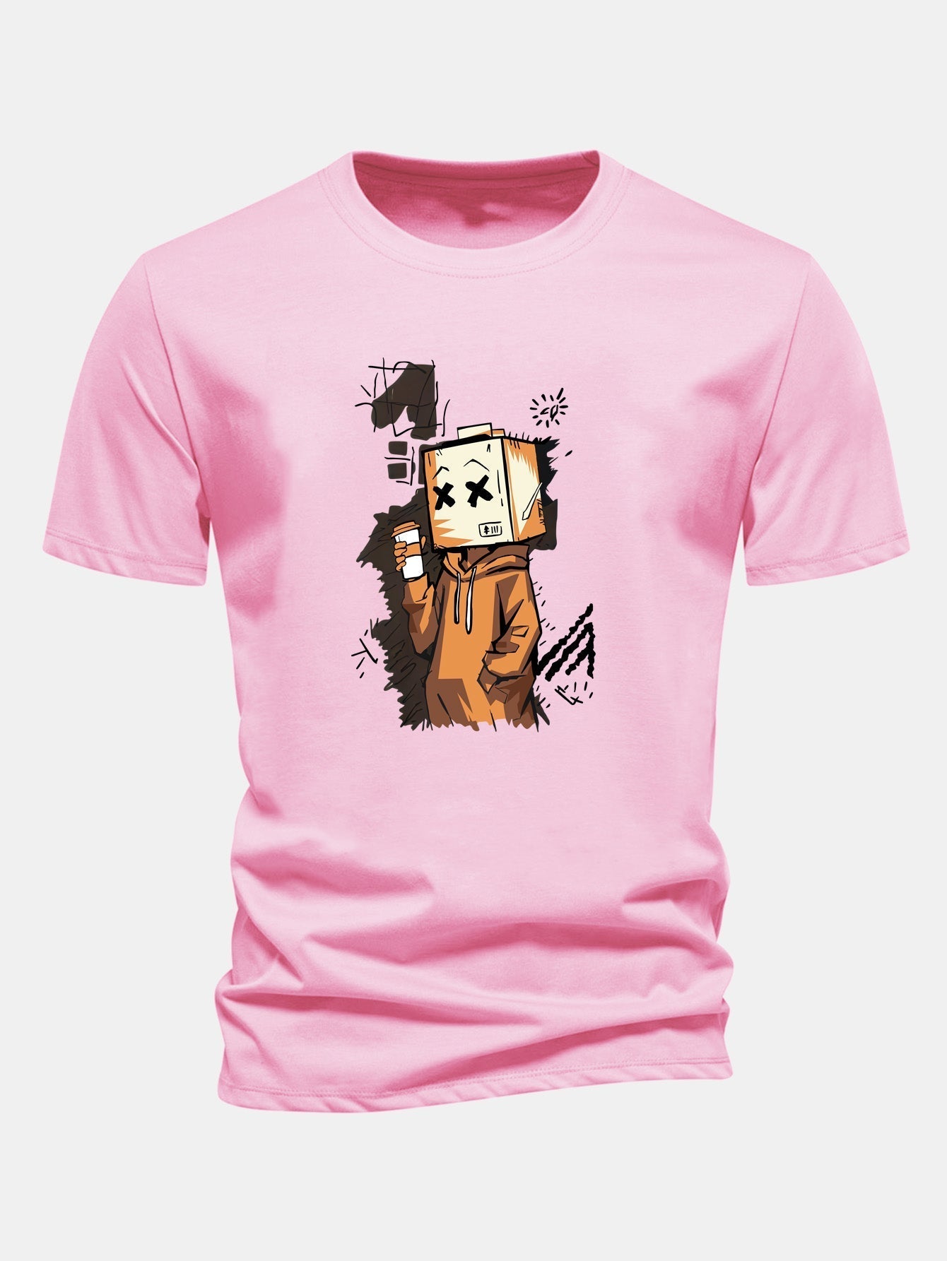 Classic Fit Cotton T-Shirt with Cartoon Box Head Design