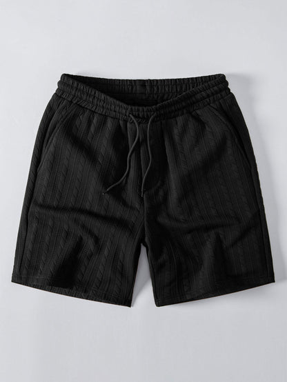 Comfortable Twisted Jacquard T-Shirt and Drawstring Shorts Set