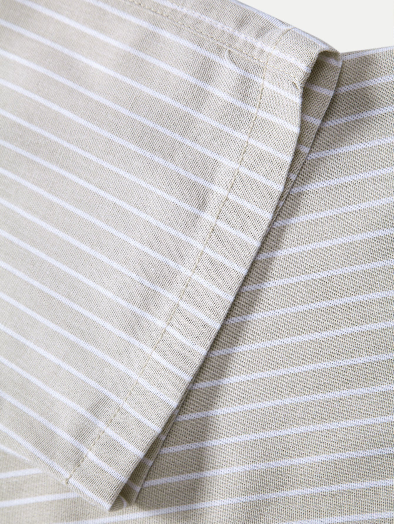Linen-Rayon Blend Button-Up Shirt with Striped Straight-Leg Linen Pants