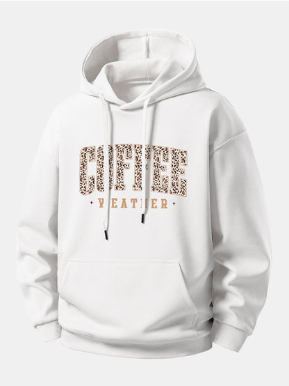 Relaxed Fit Hoodie with Leopard Coffee Weather Print