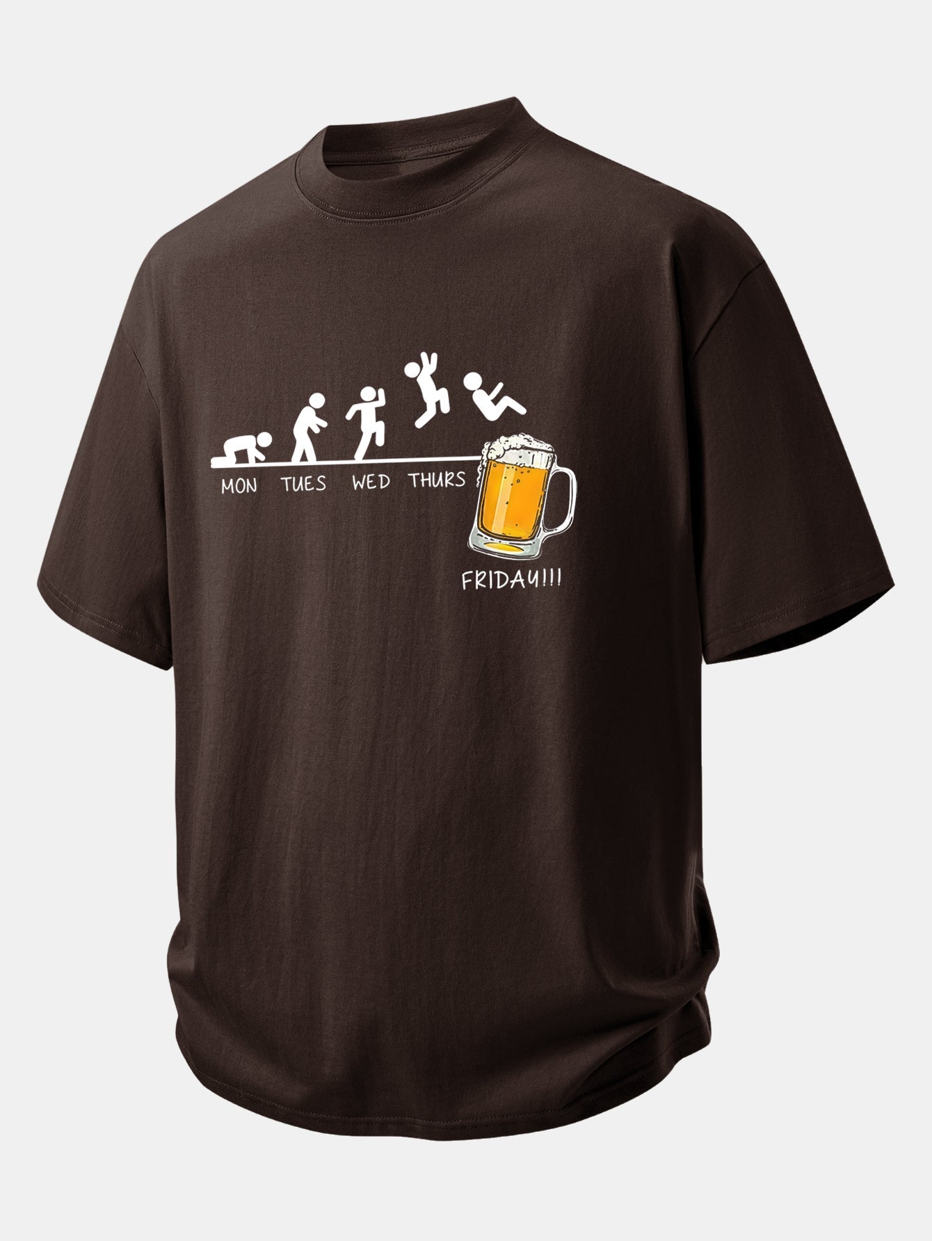 Comfort Fit Cotton T-Shirt with Beer Weekly Plan Print