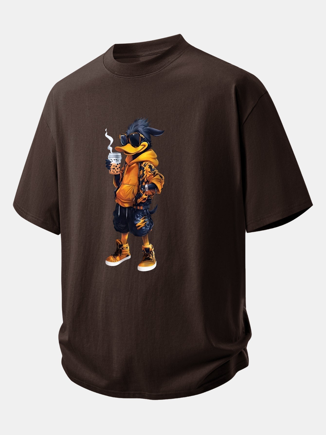 Comfortable Cartoon Duck Print Cotton Tee