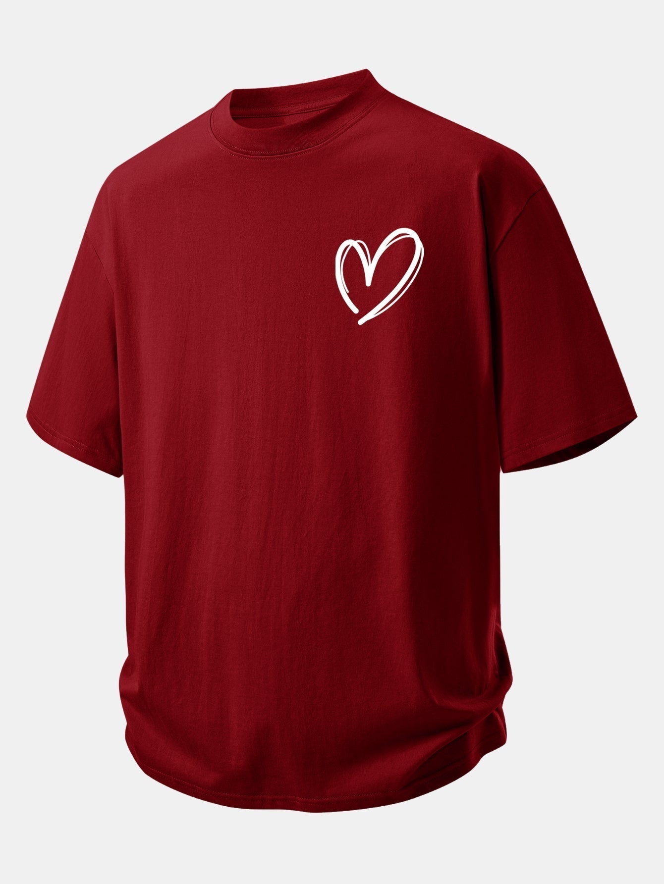 Comfortable Heart Print Cotton Tee