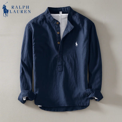 Mandarin Collar Linen Shirt