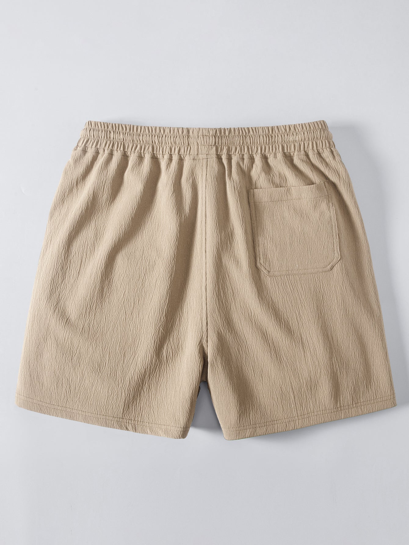 Geometric Jacquard Eyelet Cuban Shirt with Crinkle Textured 5" Drawstring Shorts