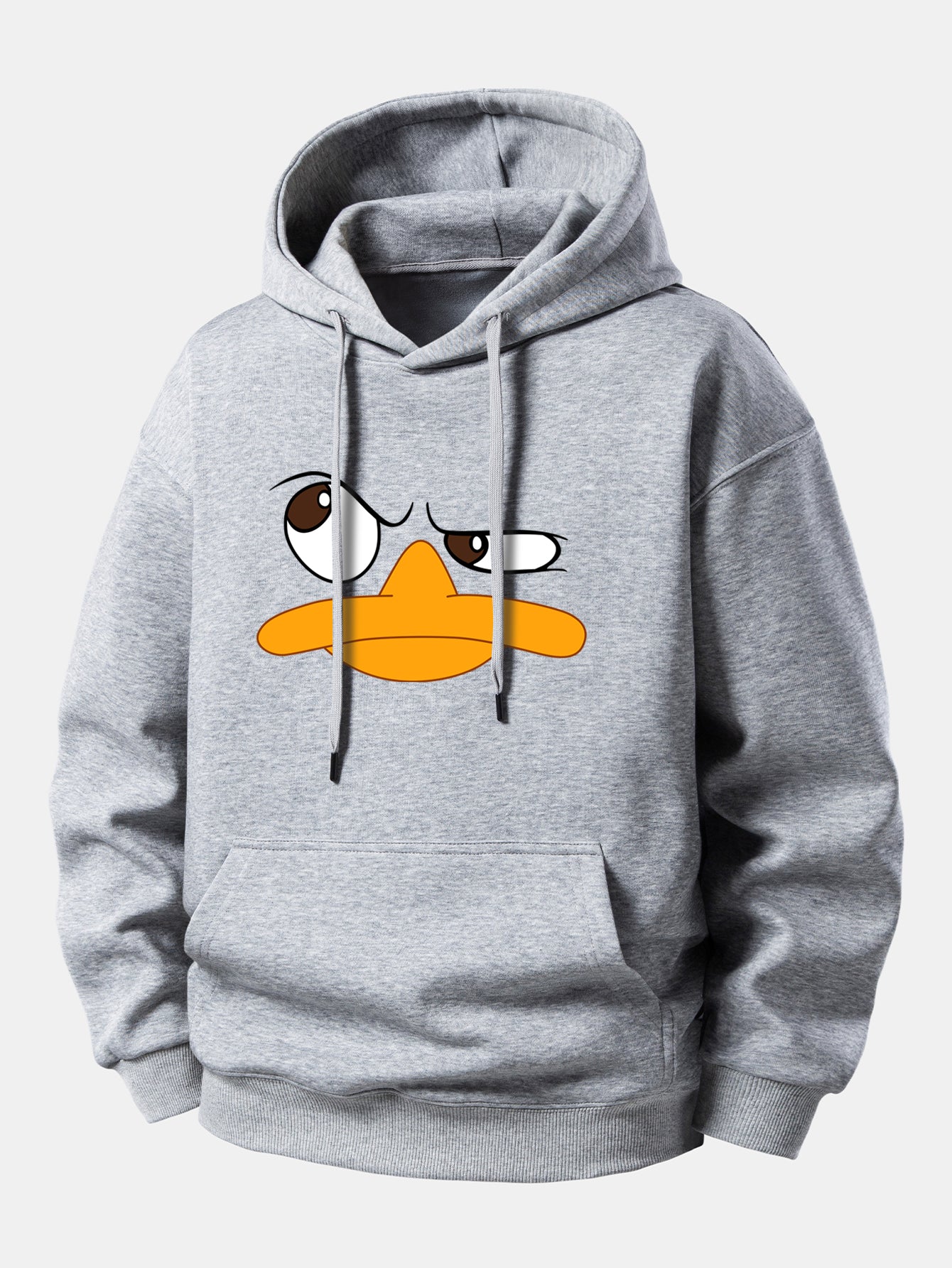 Relaxed Fit Hoodie with Emoji Duck Design