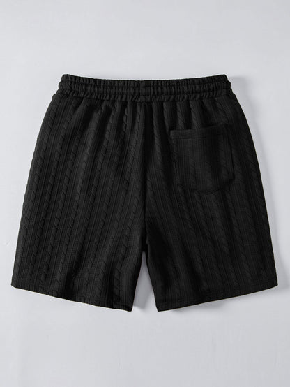 Comfortable Twisted Jacquard T-Shirt and Drawstring Shorts Set
