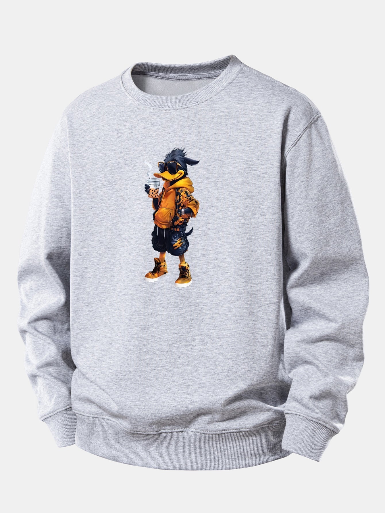 Relaxed Fit Sweatshirt with Cartoon Duck Design