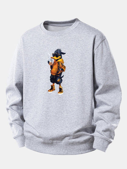 Relaxed Fit Sweatshirt with Cartoon Duck Design