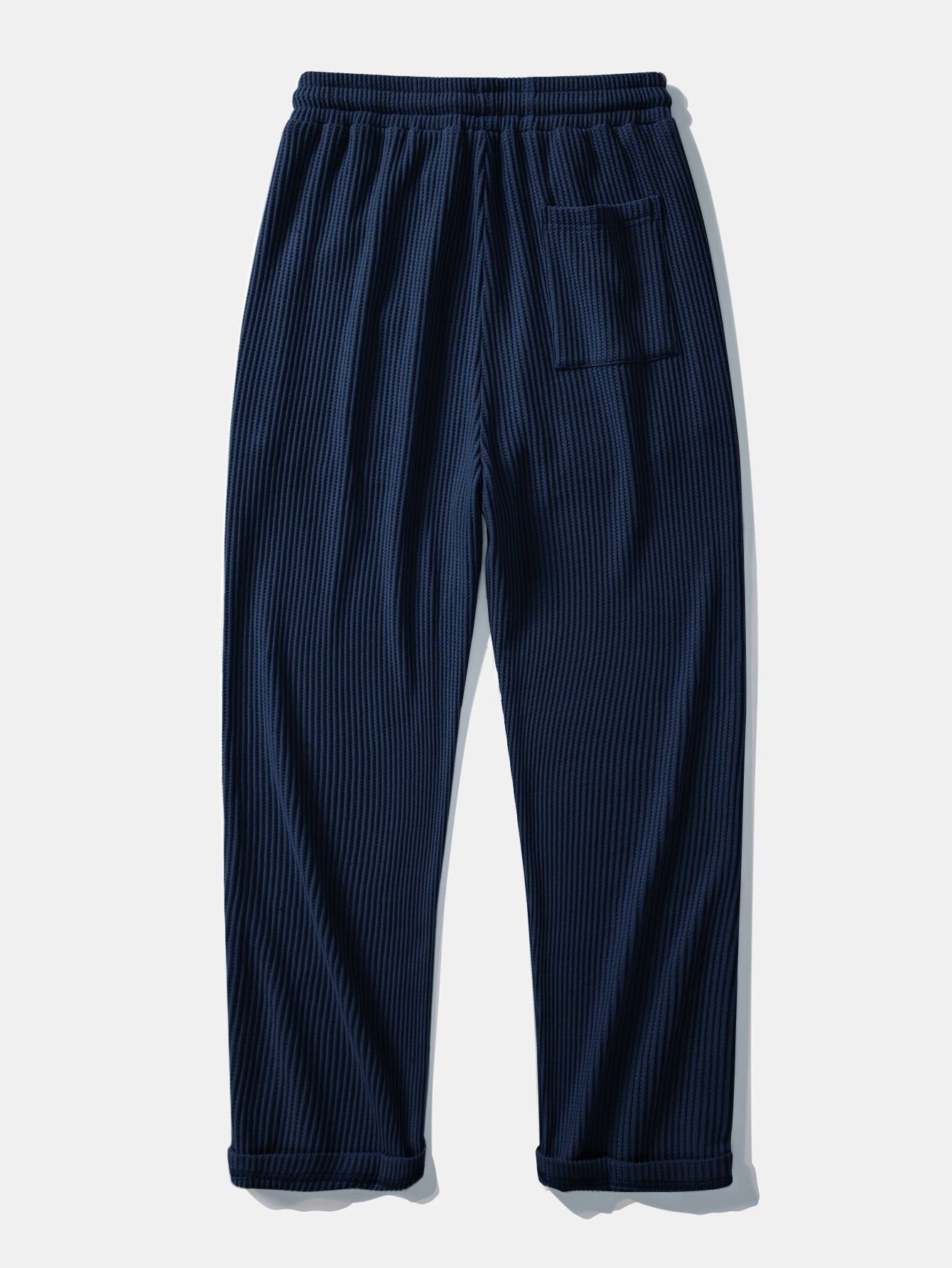 Textured Contrast Johnny Collar Knit Polo with Drawstring Waffle Knit Pants