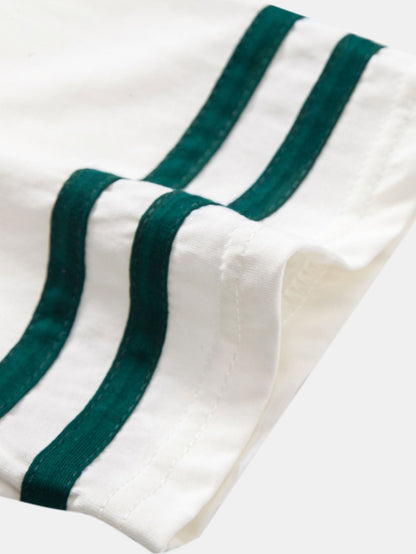 Relaxed Fit Polo Shirt with Contrast Collar & 7" Cotton Drawstring Shorts