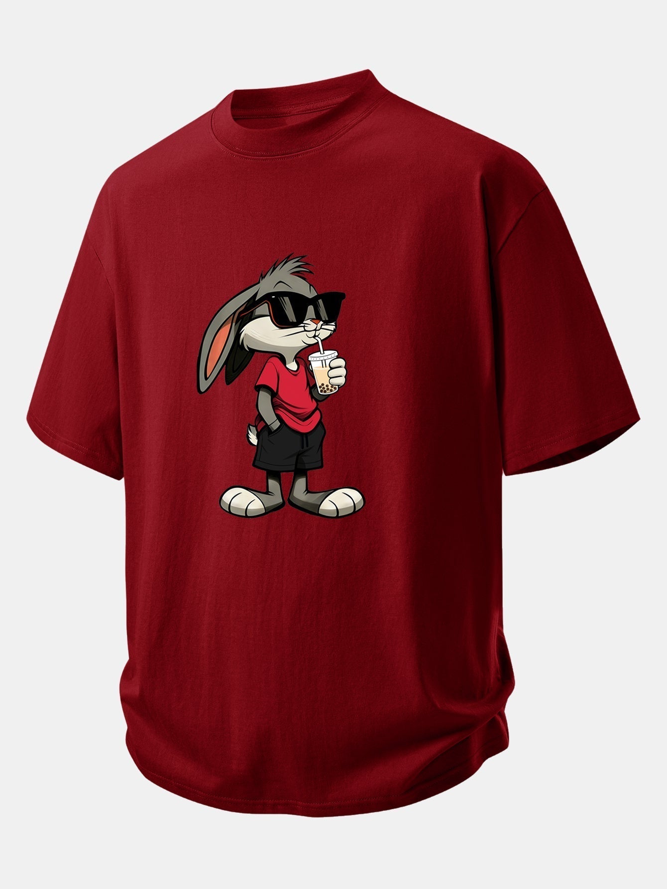 Comfortable Cartoon Rabbit Graphic Cotton Tee