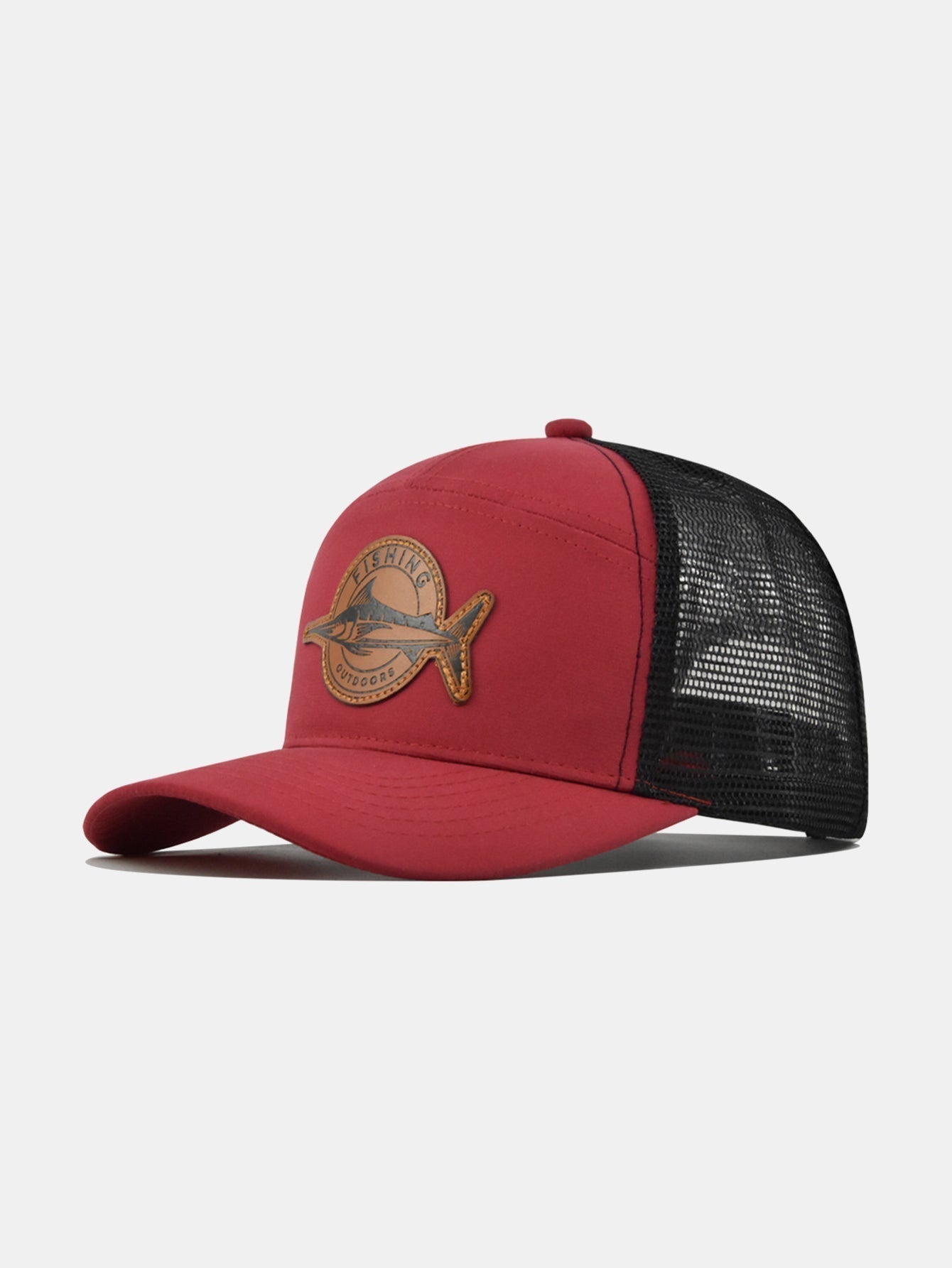 Fish-Inspired Logo Truck Hat with Breathable Mesh Back