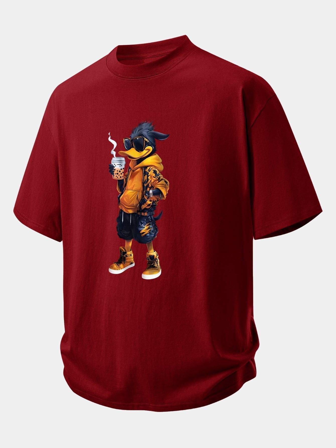 Comfortable Cartoon Duck Print Cotton Tee